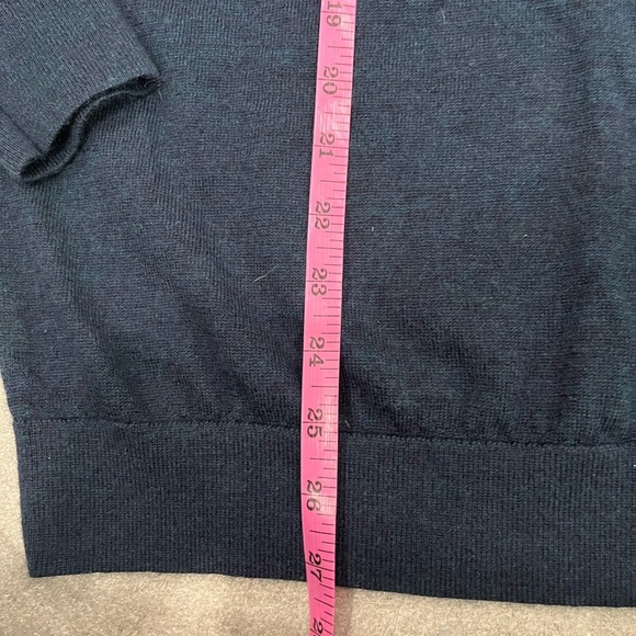 [L]Calvin Klein Deep Blue Extra Fine Merino V-Neck Men Sweater-EUC - Picture 5 of 7